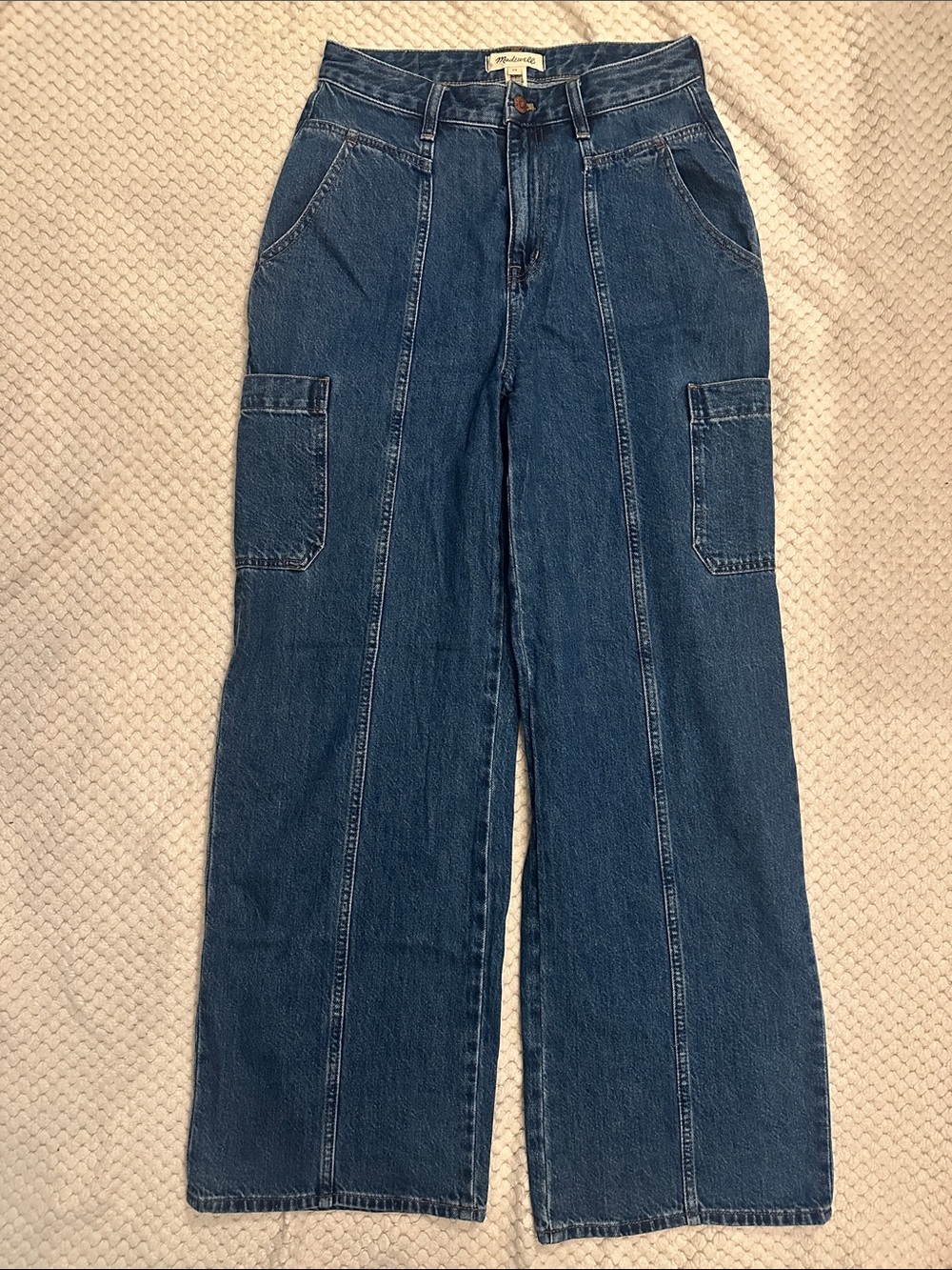 Madewell Dark Blue Wide-Leg Cargo Jeans